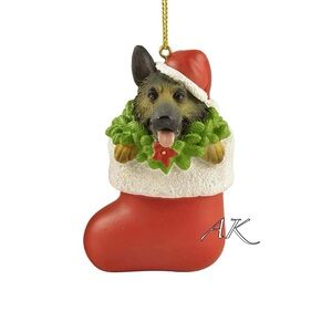 German Shepherd in Stocking Christmas Tree Ornament